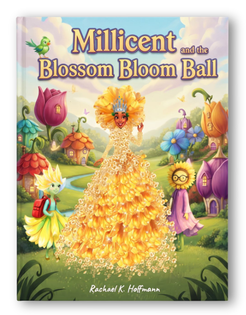 Book cover: "Millicent and the Blossom Bloom Ball", a children's book by Rachael K. Hoffmann
